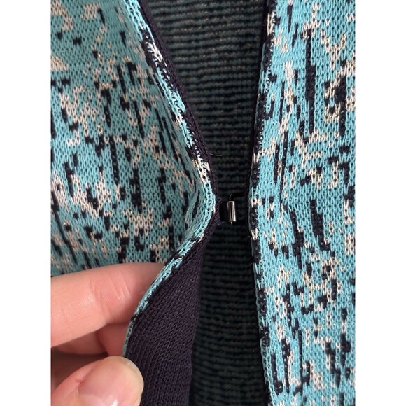Misook Cardigan 0X XL XXL Knit Black Navy‎ Blue Silver Professional Art Preppy - Picture 4 of 5